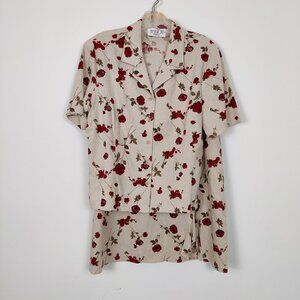 Vintage Jessica Women's Floral Skirt Set Size 12 Bohemian Cottagecore Linen